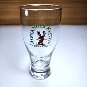 Alexander Keith's India Pale Ale Pint Beer Glass Green Lettering 6.5" Tall